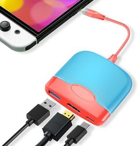 Switch Dock per Nintendo Switch OLED, 3 in 1 Switch Docking Station tipo C 100W, Switch TV Adattatore con 4K HDMI USB 3.0 PD di ricarica USB C, adattatore USB tipo C a HDMI per switch, mackbook (blu e