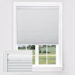 UrMoon No Tools No Drill Cellular Shades, Cordless Blind Blackout Honeycomb Window Blinds for Home Office, Easy Installation(Blackout White, Custom Sizes)