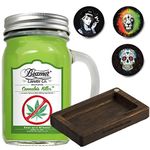 2 Items - 12 oz Candle + Beamer Pocket Bamboo Rolling Tray + 3 Collectable Stickers