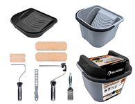 ROLLINGDOG 10PCS Roller Sets for Painting with Paint Roller Tray, Bristle Brush, Mini and Large Paint Roller, Scuttle with Lid Decorating Tools for Wall, Ceiling Painting