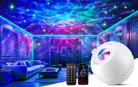PIKOY Galaxy Projector for Bedroom,15 Colors Star Projector Galaxy Light Projector for Bedroom,15 White Noise Stars for Ceiling,Bluetooth Star Lights for Ceiling Projector Galaxy Night Light Projector