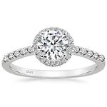 EAMTI 1.25CT 925 Sterling Silver Rings Round Halo CZ Engagement Rings for Women Cubic Zirconia Wedding Bands Promise Rings for Her Size 5