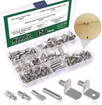 Keadic 156Pcs 5mm Shelf Pegs Kit, 5 Styles Nickel Plated Shelf Support Pins with Plastic Caps for Kitchen Cabinet Bookcase Furniture and More