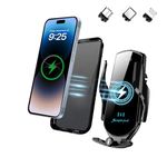 Wireless Car Charger,NOYMI Car Mobile Holder with Wireless Charger, Adjustable Clip,Auto-Clamping Infrared Smart Sensor,15W Fast Charging/Magnetic DC Charging,Suitable for All Mobile Phones