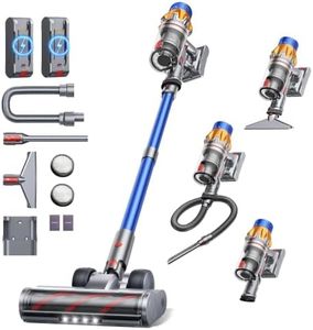 Fieety Kabelloser Akku-Staubsauger mit 2 Akkus, 130 Min Laufzeit, 50Kpa/600W Starke Saugkraft, Automatikmodus, Wandmontierte Ladestation, 1.5M Schlauch für Hartböden Teppiche Tierhaare Auto