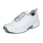 Orthofeet Ideal for Plantar Fasciitis, Foot and Heel Pain Relief. Extended Widths. Orthopedic Walking Shoes Diabetic Bunions - Coral Women’s Sneakers, White, 9.5