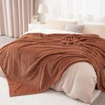 PHF Ultra Soft Flannel Fleece Blanket King Size, Lightweight 3D Jacquard Fleece Blanket, No Shedding, No Pilling, Luxury 340GSM Aesthetic Fluffy Cozy Blanket for Bed Room Decor, 108"x90", Burnt Umber