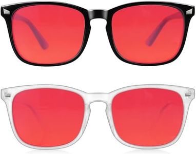 Vbewo 2 Packs Professional Sleep Glasses with 99.9% Blue Light Blocking Dual AR Coatings Red Lens, Computer Gaming Glasses for Men Women, Anti Fatigue & Eye Strain