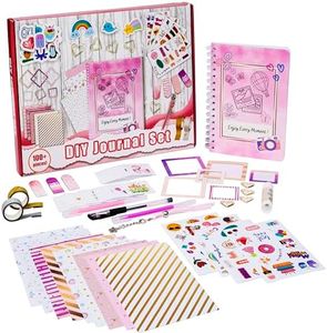 FINcredible DIY Journal Kit for Girls - 100 Pcs Teen Tween Journal - Trendy Stuff Birthday Gift for 6-14 Year Old Girls