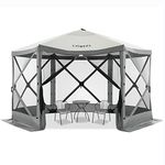 COBIZI Pop Up Gazebo Canopy Screen House Tent Outdoor Gazebo 12x12 Screen Tent with Netting & Carry Bag, Pop Up Instant 6-Sided Hexagon Screen Tent for Backyard Lawn Park Beach, Gray