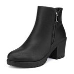 DREAM PAIRS Women's Chunky Heel Ankle Boots Chelsea Zipper Round Toe Classic Booties,Size 7.5,Black/Pu,Z0EY-2