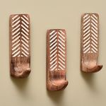 Indian-Shelf 3 Pack Wood Wall Hooks- Adhesive Wall Hooks -Boho Key Decorative Wall Hooks for Hanging- Wood Hangers -Sticky Coat Hooks Wall Mount- Wooden Towel Hooks for Bathroom Wall Mounted- Style 2