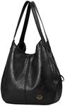 I IHAYNER Soft Vegan Leather Bags Large Capacity Handbag Multiple Pocket Tote Work Bag Shoulder Bags for Women -Black