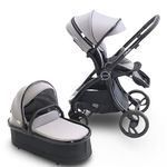 Nebula, by Venture Pram Travel System, Foldable Pushchair, Reversible seat, Carrycot, and adapters (COOL GREY)