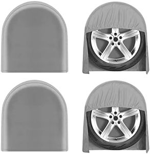 OutdoorLines Outdoor Waterproof Tire Covers Set of 4 - UV-Proof Trailer Wheel Cover Windproof Tire Protector for RV Jeep Trailers Camper Van Truck, Universal Tire Covering Fits Diameters 24"-26", Gray