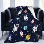 Abaysto Space Blanket Kids Blanket for Boys Gifts Constellation Solar System Blanket Fleece Ultra Soft Galaxy Rocket Planet Blanket for Bed Couch Sofa Living Room Decor 150x200cm(60x80 Inch)