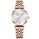 NIBOSI Stainless Steel Women Watches Analog Rose Gold Square Dial Women's Watch For Girls&Miss&Ladies Diamond Studded With Stylish Watches Waterproof, Dial Color-White, Band Color-Rose Gold