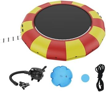 VEVOR Inflatable Water Bouncer, 17ft Recreational Water Trampoline, Portable Bounce Swim Platform with 5-Step Ladder & Electric Air Pump, Kids Adults Floating Rebounder for Pool, Lake, Water Sports