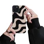 Ownest Compatible with iPhone 11 Pro Max Case, Fashion Simple Cute Zebra Stripes Pattern Wave design Phone Case for Women Girls Soft Silicone Protection Case for iPhone 11 Pro Max-Black