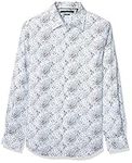 Perry Ellis Men's Abstract Floral Long Sleeve Shirt, Bright White-4emw4048, S