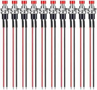 Gebildet 10pcs 7mm 3V-6V-12V-24V-230V/1A Prewired Mini Momentary Push Button,SPST Nomal Open ON/Off 2 Pin Round Button for Model Railway Hobby(Red)