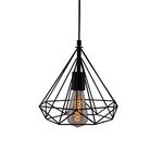 Groeien Edison Filament Base E27 Diamond Cage Hanging LED Bulb (ST64 Bulb Included, Black, Standard newflex_10_New,Metal)