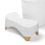 Toilet Stool,Gligam Poop Stool for Bathroom,Bearing 550 lbs Weight,Toilet Step Stool, Potty Stool for Adults and Kids,Non-Slip Simple Design,7" Tall (White/Bamboo)