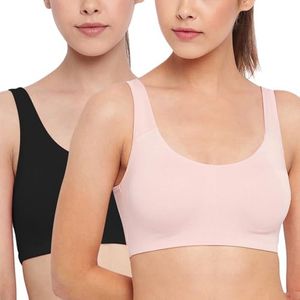 Enamor SB06 Low Impact Slip on Everyday Sports Bra for women - Non-Padded, non-wired & High Coverage | Available in solids & prints-(SB06_Pearl / Black_XL)