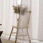 VOILYBIRD Natural Linen Blended Farmhouse Curtains Living Room Boho Curtains & Drapes Country Style, W40 x L96, Natural, 2 Panels Set