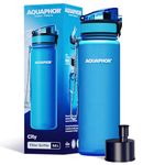 AQUAPHOR City Bottle 500ml Blue | Travel Water Bottle with Activated Carbon Filter | Filters Chlorine & Impurities | Made of Tritan & BPA-Free | Stay Hydrated On the Go!