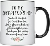 YouNique Designs To My Boyfriends Mom Mug, 11 Ounces, Boyfriends Mom Coffee Mug for Boyfriends Mom, Boyfriend Mom Cup from Girlfriend (Black Handle)