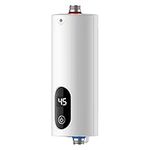 MHX Instant Electric Tankless Water Heater, 5500W 220V Constant Temperature Water Heater w/Self Modulating, 360°Install Touch Digital Display Hot Water Heater for Home Kitchen RV Bathroom (Cylinder)