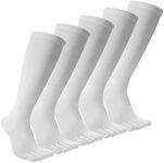 SOJOFEL Toe Socks Athletic for Men - Women Five Finger Socks Cotton High Crew Socks Breathable for Running Sports Hiking White 5 Pairs Size 6-12