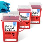 Sharps Container, Sharps Containers for Home Use, Needle Disposal Containers, Sharps Disposal Container, Biohazard Containers, Small Sharps Container - 1 Quart - 3 Pack