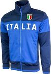 Men's Italy Jacket, Full Zip Italia Soccer Track Jacket With Zipper Pockets, Blue, X-Large