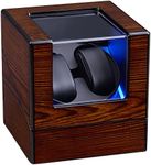 ANWBROAD Watch Winder for Automatic Watches Double Watch Rotator with Super Quiet Motor Flexible Watch Pillows LED Backlight Wooden Watch Turner Watch Shaker 5 Modes Battery or USB UJWW001Y