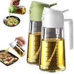 TrendPlain 470ml Olive Oil Spray Bottle for Kitchen Gadgets - 2 in 1 Olive Oil Dispenser Bottle and Air Fryer Accessories for Cooking, Salad and BBQ - White & Green