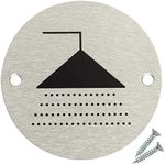 Fire Door Guru® Shower Door Sign - 76mm Disc - Stainless Steel Safety Sign - Fixings Included