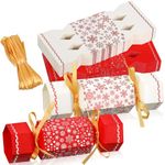 60pcs Christmas Cracker Kit No Snap Xmas Party Favor Diy Red White Snowflake Christmas Candy Box Party Cracker for Adults Table Favors Supplies Dinner Holidays Decoration Gift