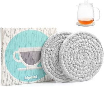 Oversized Drink Coasters 2PCS, Minimalist Home Décor 4.8 inches*8mm, Absorbent Fabric Coasters for Coffee Table and Desk, Come with Gift Case (2 Pack, Cloud Gray)