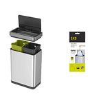 EKO Mirage X Recycling Sensor Bin 20L+20L & Size F-1 Bin Liners For Dual Compartment Kitchen Bins - 18-28 Litre Capacity - Extra Strong Bags with Drawstring Tie Handles - 20 Bags, White