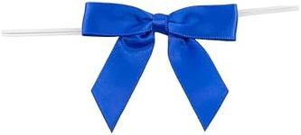 Reliant Ribbon 5171-05003-2X1 Satin Twist Tie Bows - Small Bows, 5/8 Inch X 100 Pieces, Royal