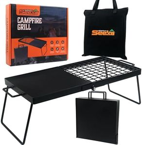 Adventure Seeka Heavy Duty 24" Folding Campfire Grill, Camp Fire Grill With Folding Grill Design For Compact Storage. Campfire Grill Grate And Griddle For Versatile Campfire Cooking