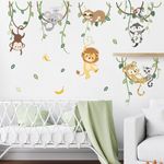 decalmile Jungle Animals Climbing Tree Wall Decals Lion Monkey Koala Wall Stickers Baby Nursery Kids Room Living Room Wall Decor