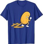 Potato French Fries Funny Potato Pooping Kawaii Style T-Shirt (Blue,M)