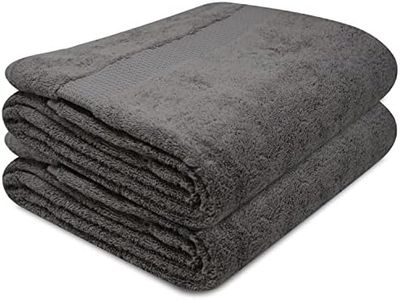 Towelogy® Premium Oversized Bath Sheets (100x180cm) 100% Egyptian Combed Cotton Quick Dry & Absorbent Extra Large Jumbo Bath Towels Hotel Quality (Charcoal Grey, 2)