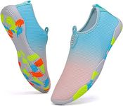 Water Shoes Mens Womens Barefoot Aqua Shoes Sports Socks Slip On Quick-Dry for Yoga Beach Pool Sea Surf Swim Shoes, 998 Pink Blue 5.5 UK 39EU