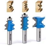 Newdeli 3pcs 1/2 Inch Shank Architectural Molding Router Bit Set Furniture Trim Molding Router Bit, Bullnose Bead Column Face Molding Router Bit for Woodworking Tools