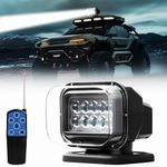 Remote Spot Lights for Trucks, Auto Home-Position 360° Rotating LED Search Light for Truck, Marine Spotlight for Boat 24V 12V Go Outdoor Light for Truck, Black