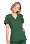 Cherokee Women's Workwear Core Stretch Mock Wrap Scrubs Shirt Medical, Hunter, 5XL Plus